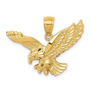 14k Yellow Gold Eagle Pendant, 28mm (1 1/8 Inch)